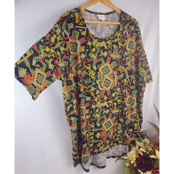 Nwot LulaRoe XL Irma Top Tribal Shirt Relaxed Hi Low Tunic Geometric Print Women - Picture 6 of 7